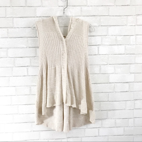 Free People Jackets & Blazers - Free People tan hooded sweater vest size medium